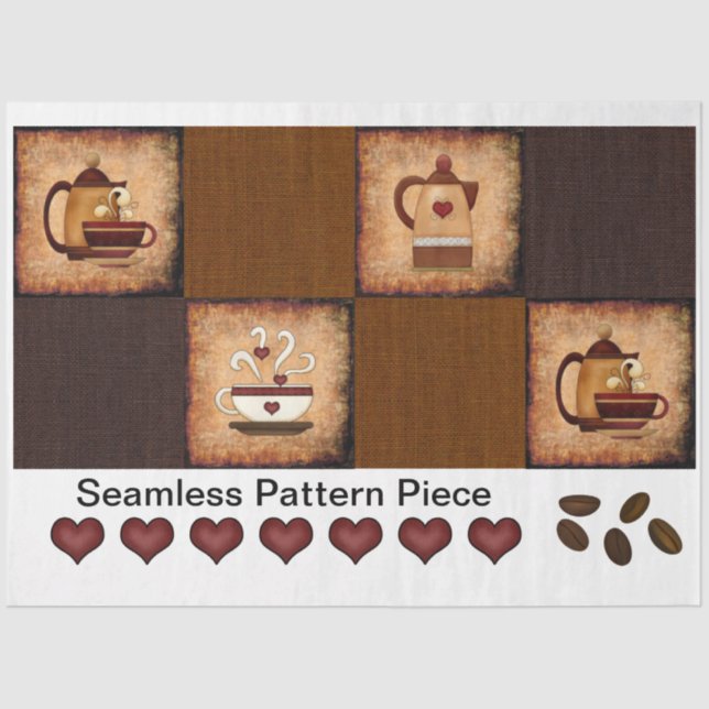 Coffee Design Rustic Decoupage Seamless Pattern Ti Tissue Paper (Front)