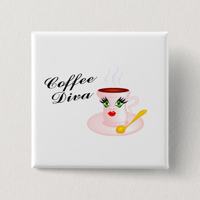 Coffee Diva 2 Inch Square Button (Front)