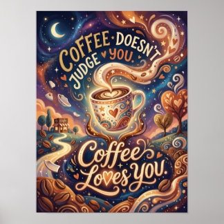 coffee doesn't judge you poster