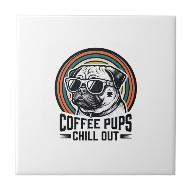 Coffee Dog Shirt Retro Chill Pug Graphic_1 Tile (Front)