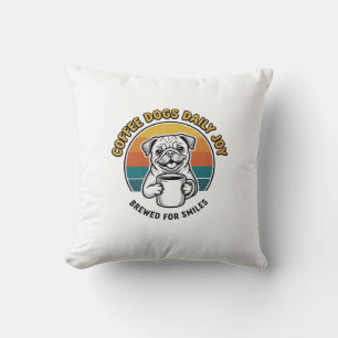 Coffee Dog Shirt Vintage Engraved Pup Mug Design_1 Throw Pillow
