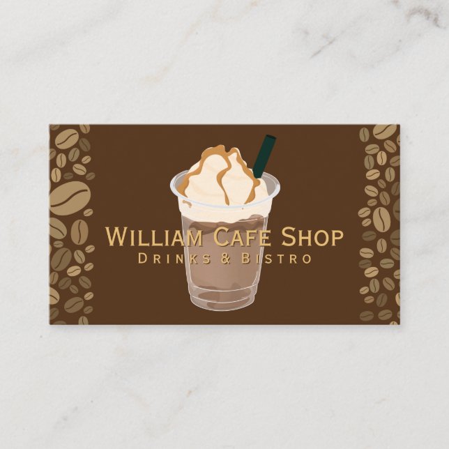Coffee Drink and Beans Business Card (Front)