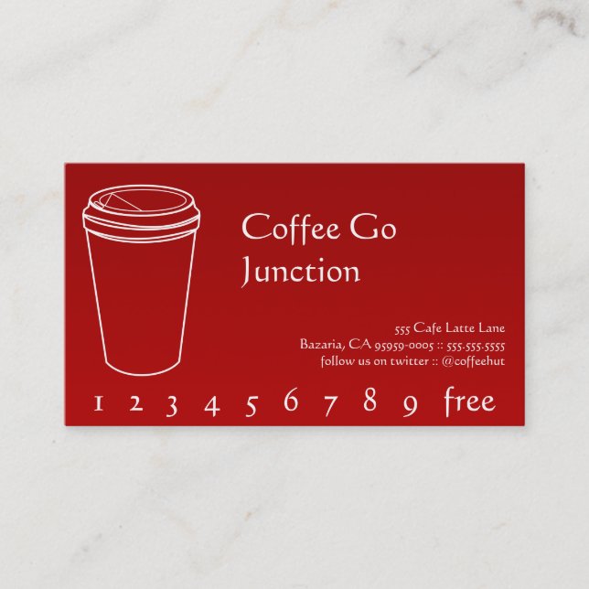 Coffee Drink Punch / Loyalty Card Gradient Red (Front)