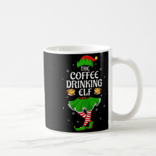 Coffee Drinking Elf Christmas Girls Women Elf Squa Coffee Mug