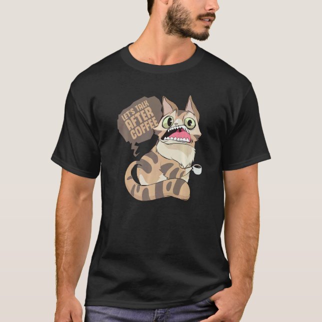 Coffee Drinking Lazy Ignorant Cat T-Shirt (Front)