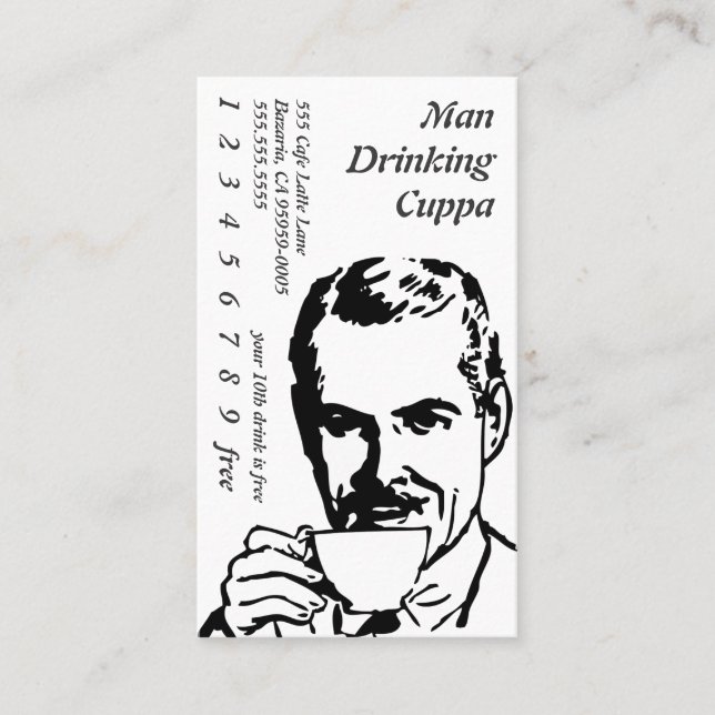 Coffee Drinking Line Art Morning Cuppa Loyalty Card (Front)