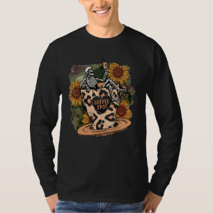 Coffee Drinking Skeleton Lazy DIY Halloween Costum T-Shirt
