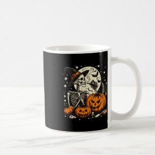 Coffee Drinking Skeleton Pumpkin Halloween Costume Mug