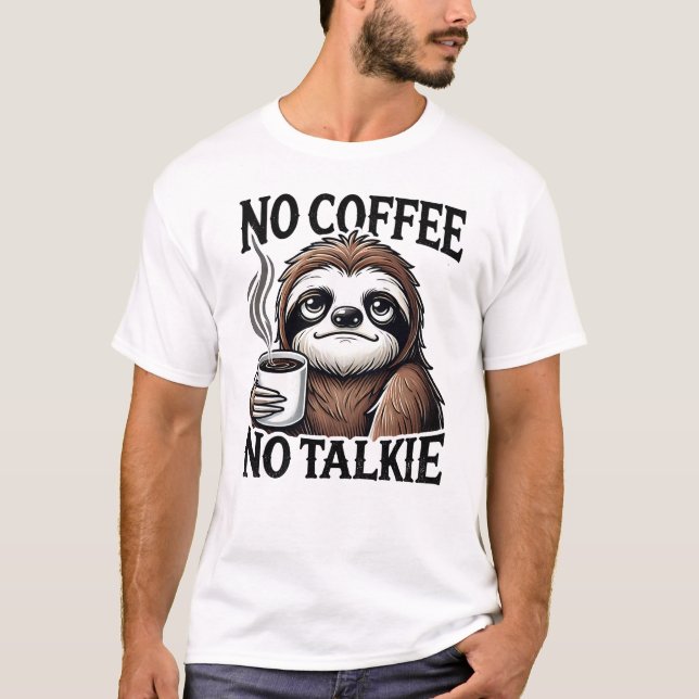 Coffee drinking sloth design T-Shirt (Front)