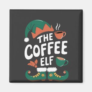 Coffee Elf Christmas Funny Caffeine Xmas Lovers   Magnet