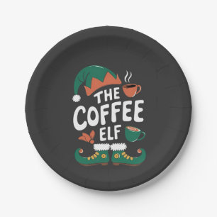 Coffee Elf Christmas Funny Caffeine Xmas Lovers   Paper Plate
