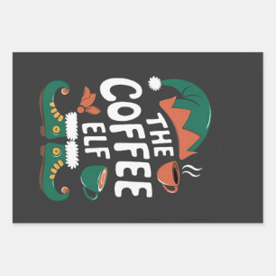 Coffee Elf Christmas Funny Caffeine Xmas Lovers   Wrapping Paper Sheet