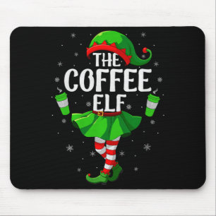 Coffee Elf Christmas Girls Women Elf Squad Xmas Fa Mouse Pad