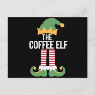 Coffee Elf Family Matching Group Christmas Postcard