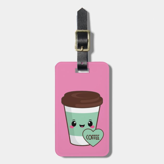 Coffee Emoji Lover Luggage Tag (Front Vertical)