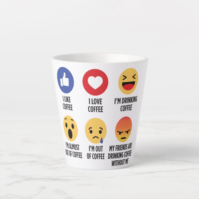 Coffee Emojis Latte Mug (Front)