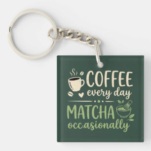 Coffee Every Day Matcha Occasionally Retro Keychain