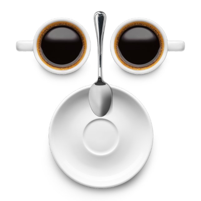 Coffee Face Two Cups of Coffee a Saucer and Spoon T-Shirt (Creator Uploaded)