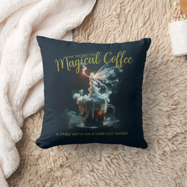Coffee Fairy Throw Pillow (Blanket)