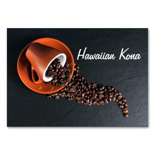 Coffee Fans Wedding Hawaiian Kona Table Number (Front)