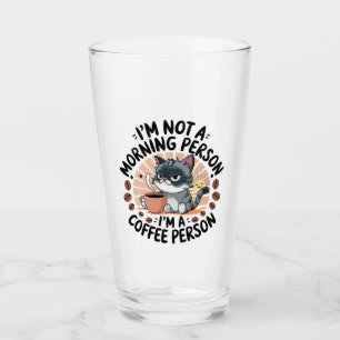 Coffee-First Attitude Fun Cat Design Glass