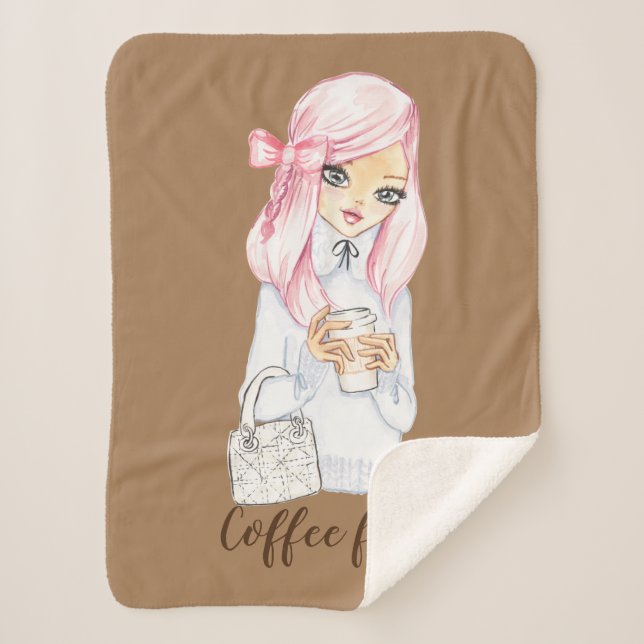 coffee first cozy winter Sherpa Blanket (Front)