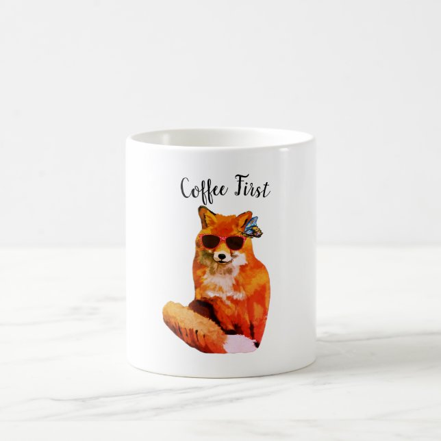 Coffee First Fox drawing Mug (Center)