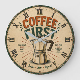 Coffee First Large Clock