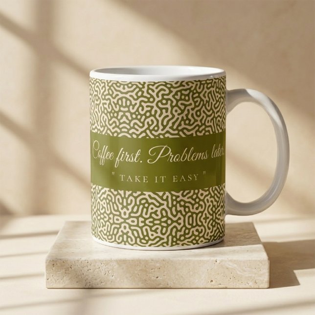 Coffee First Problems Later Personalized Mug (Coffee First Problems Later Personalized Mug - Funny Coffee Mug)
