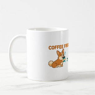 Coffee First Then We Zoom Funny Corgi Mug