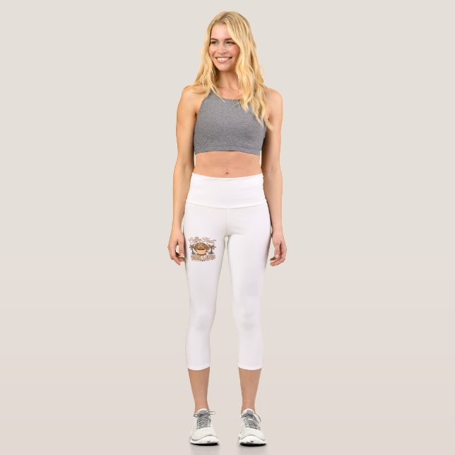 Coffee First, Work Later – Powered by Caffeine Capri Leggings (Front)