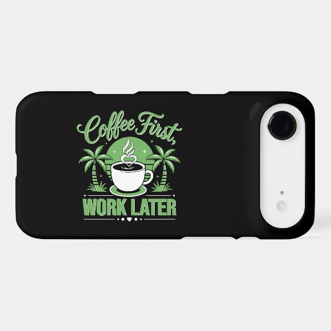 Coffee First Work Later. Powered by Caffeine Vibes (Back Horizontal)