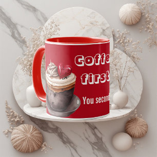 Coffee First You Second Quirky Typography Romance Mug