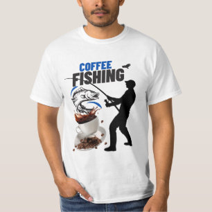 Coffee Fishing Funny Fisherman Graphic T-Shirt