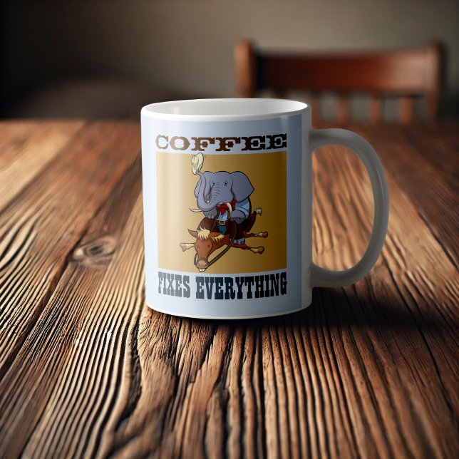 Coffee Fixes Everything Elephant Squashed Horse Coffee Mug (Creator Uploaded)