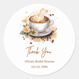 Coffee Floral Love is Brewing Bridal Shower Classic Round Sticker