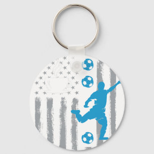coffee football- Vintage USA American Flag for foo Keychain
