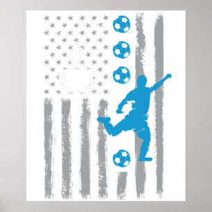 coffee football- Vintage USA American Flag for foo Poster