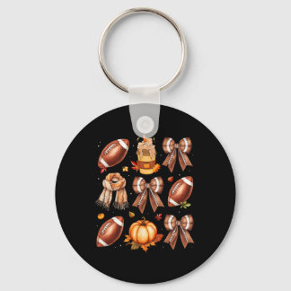 Coffee Footll Coquette Bow Fall Vibes Pumpkin Than Keychain