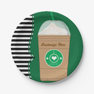 Coffee Frap Modern Chic Cute Birthday Party Paper Plate