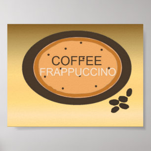 Coffee Frappuccino Sign in Orange and Brown