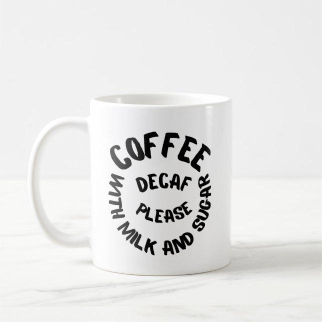 coffee free with milk and sugar coffee mug (Left)
