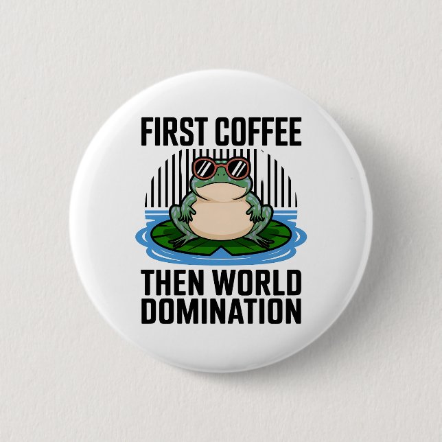 Coffee Frog 2 Inch Round Button (Front)