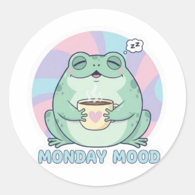 Coffee Frog Sticker Cute Frog Drinking Coffee Funn (Front)