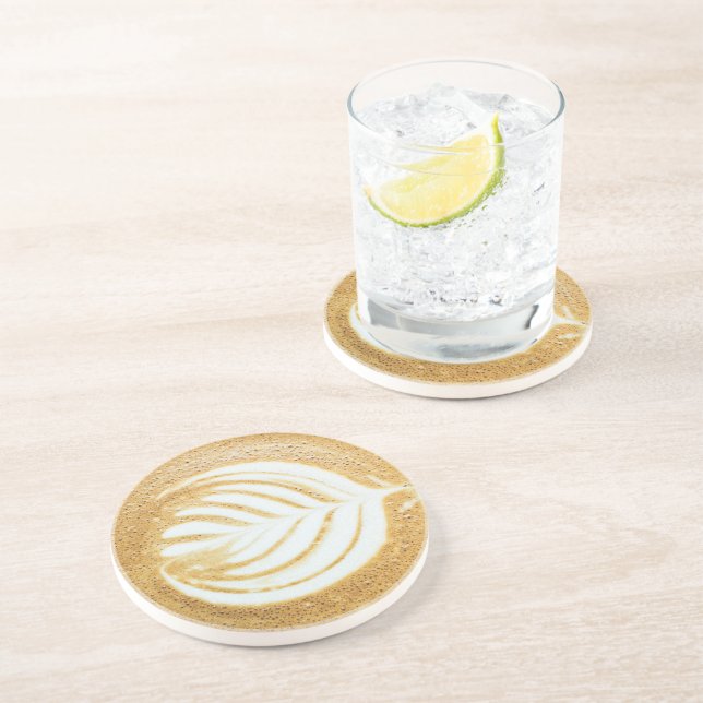 Coffee Froth Leaf Art Coaster (Side)