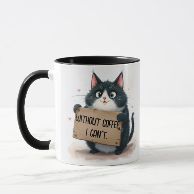 Coffee Fun Quotes With Cat Mug (Left)