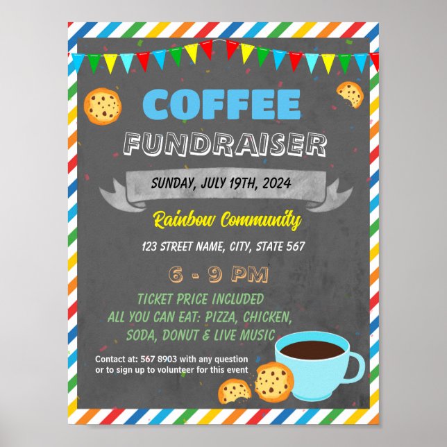 Coffee Fundraiser event template Poster (Front)