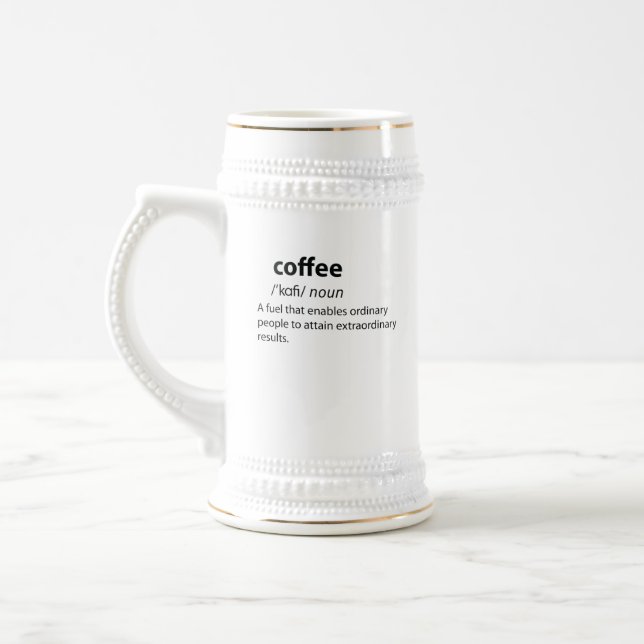 Coffee Funny Dictionary Definition Beer Stein (Left)