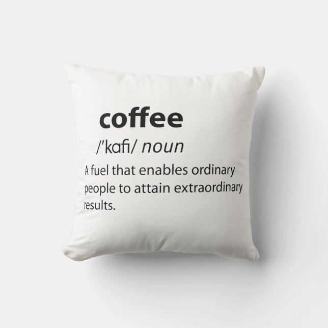 Coffee Funny Dictionary Definition Throw Pillow (Front)