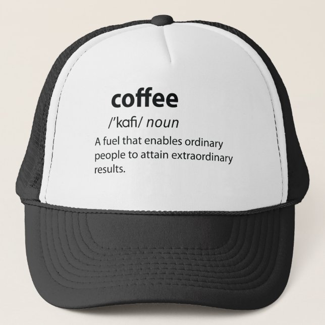 Coffee Funny Dictionary Definition Trucker Hat (Front)